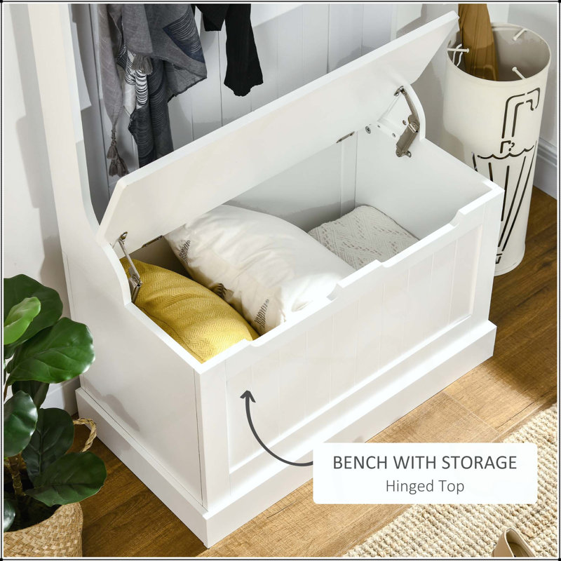 Hall Tree with Coat Rack, Storage Bench, and Shoe Storage