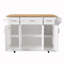Grand îlot de cuisine de 54 pouces avec abattant en bois d'hévéa, chariot de cuisine à roulettes à texture gaufrée sur 4 roues avec 4 portes et 3 tiroirs, îlot de cuisine avec rangement pour la cuisine, la salle à manger, blanc-290040647