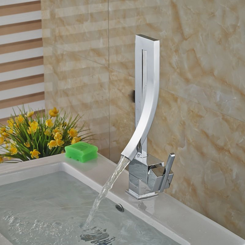 Peyton Juno Miles Chrome Finish Bathroom Sink Faucet Modern Single Handle Design