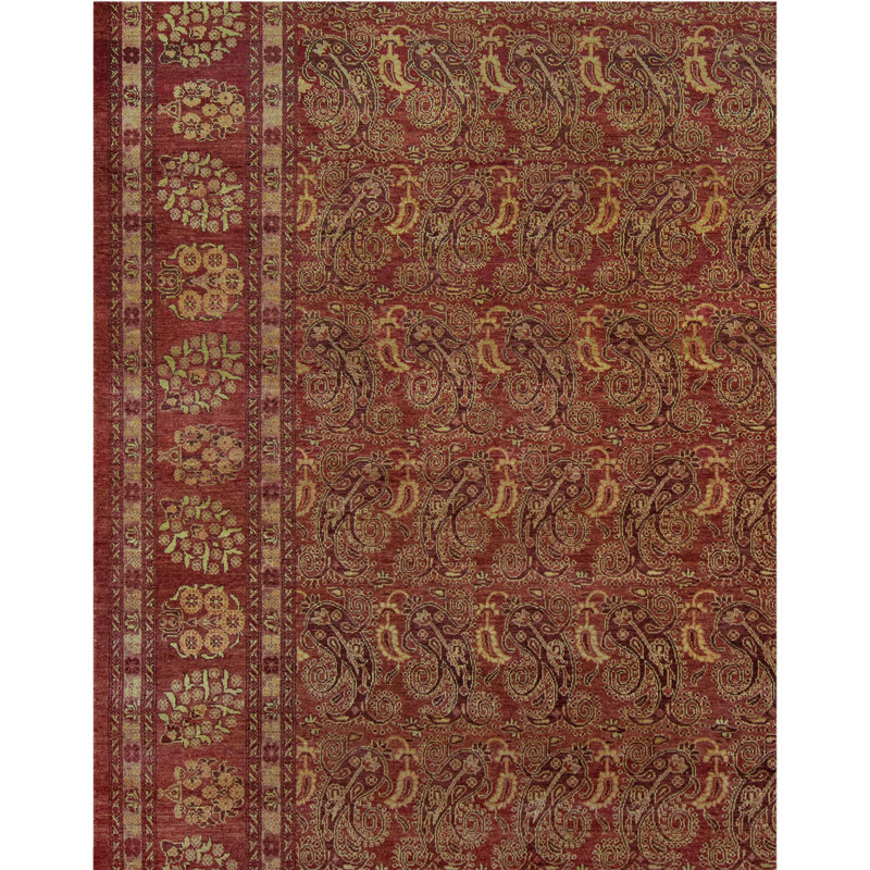 Wool Oriental Area Rug in Rust, Rectangle 9' x 12'