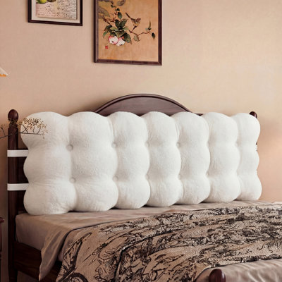 Tufted Headboard Pillow for Queen Bed – 60" Upholstered Bed Backrest Cushion with Soft Plush Fabric and Thick Padding, Wall-Leaning Reading Pillow, No Assembly Required, Bedroom Decor