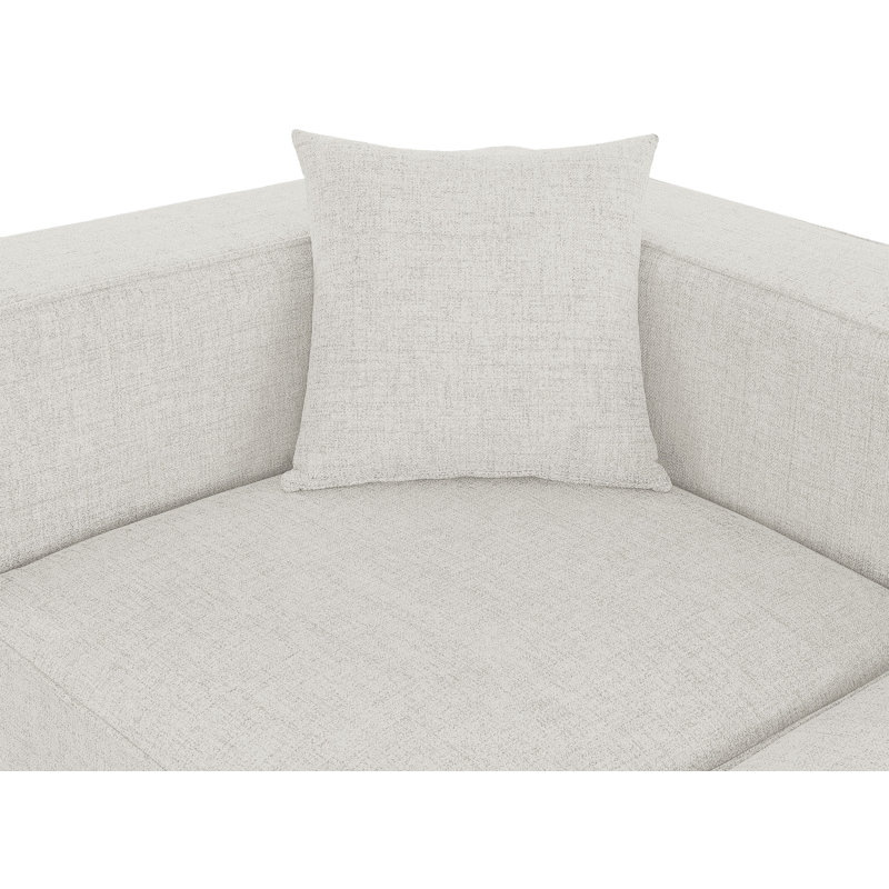 Cube Upholstered Accent Chair, Cream Linen Textured Fabric