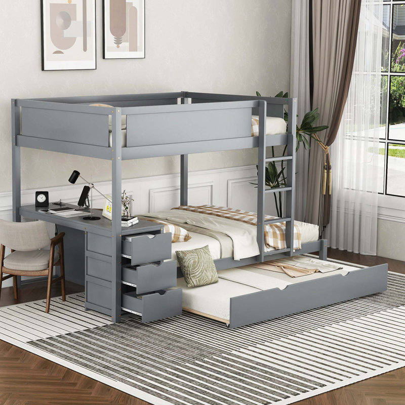 Lit superposé Jamia Kids, Double sur double, gris