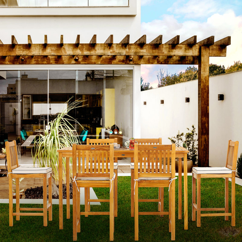 Ensemble bistro rectangulaire en teck de 71 po pour 6 personnes