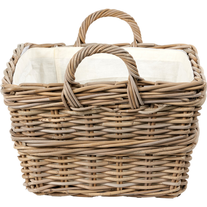 Hand Woven Wicker Laundry Hamper with Handles