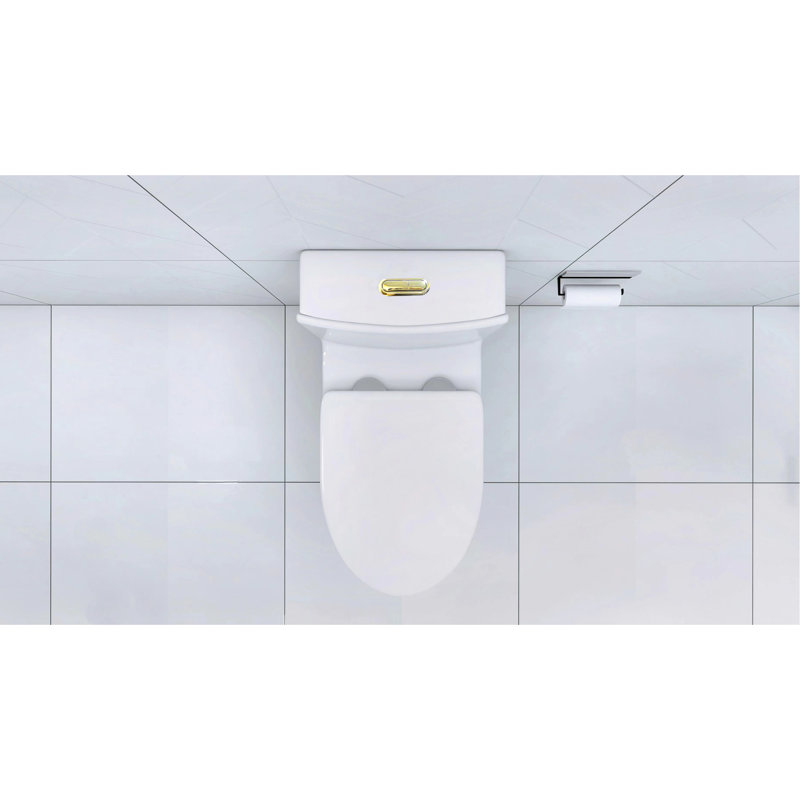 Toilette allongée en porcelaine avec chasse d'eau efficace et fabrication durable à 360 degrés blanc, Blanc