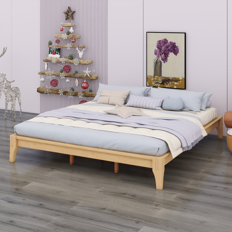 Bamboo Wood Platform Bed Frame, Natural