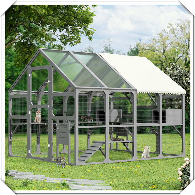 Enclos extérieur en bois avec plate-forme