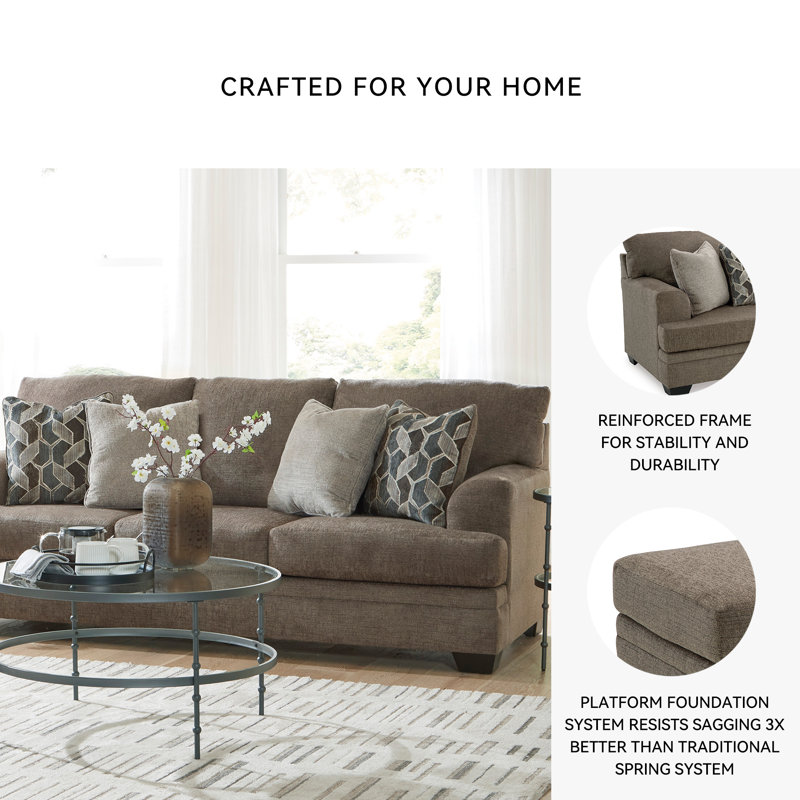 Fiarvale Upholstered 92'' Sofa, Brown 100% Polyester
