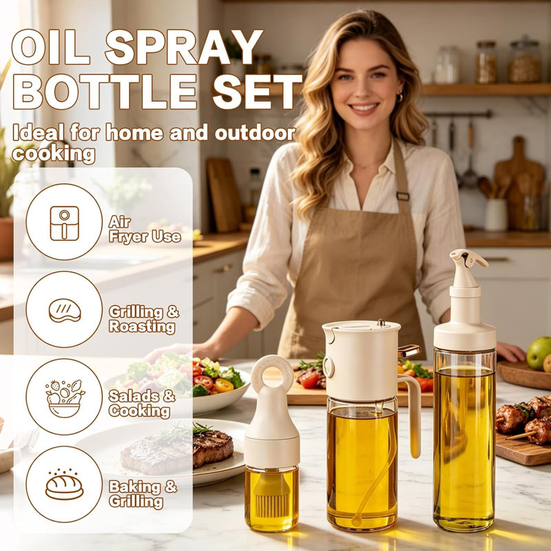 Distributeur d'huile 3 en 1 + gadgets de cuisine 2 pièces GRATUITS