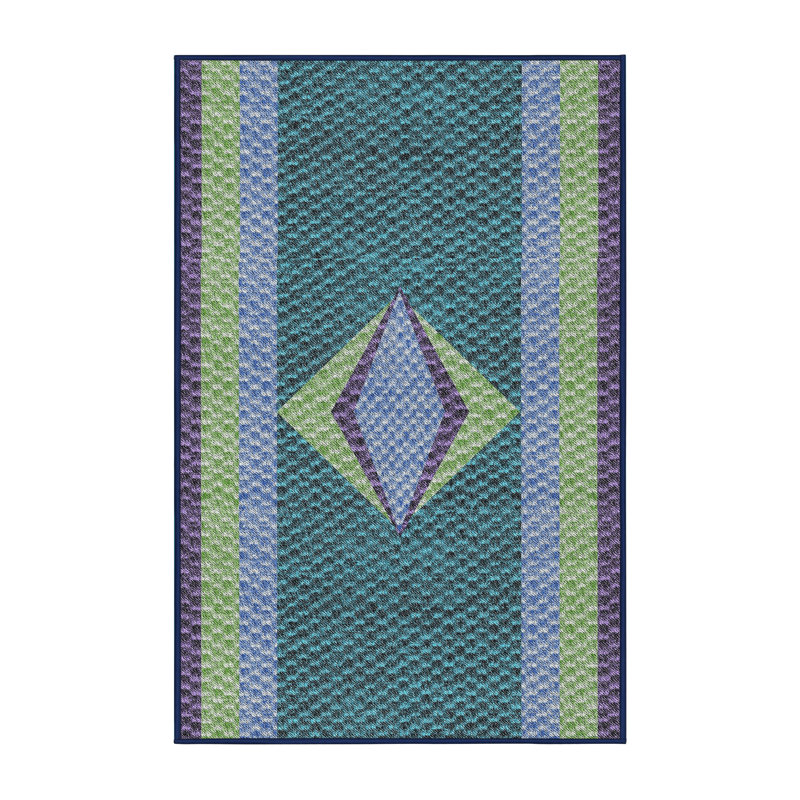 Tapis bleu/brun à motifs, Rectangle 5 pi x 7 pi