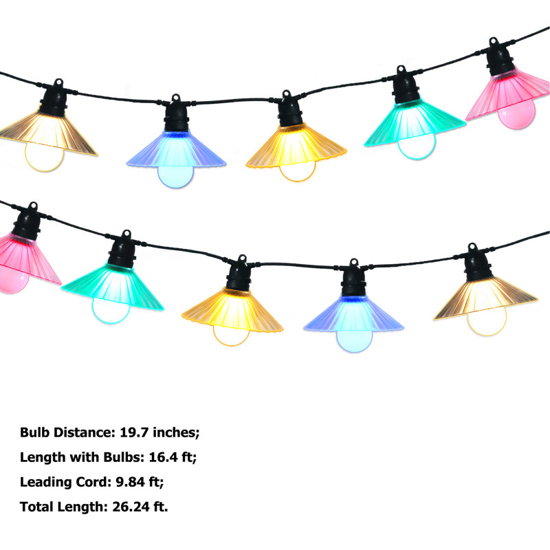 Raegen Outdoor 10 - Bulb 192'' Plug-in String Light, Multicolor