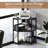 Corner Printer Stand With Charging Station Adjustable Metal Mesh Shelf Black
