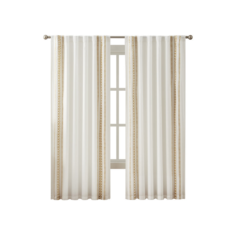 Rideau occultant avec passe-tringle Rogue, L 52 po x L 95 po, Jaune / blanc
