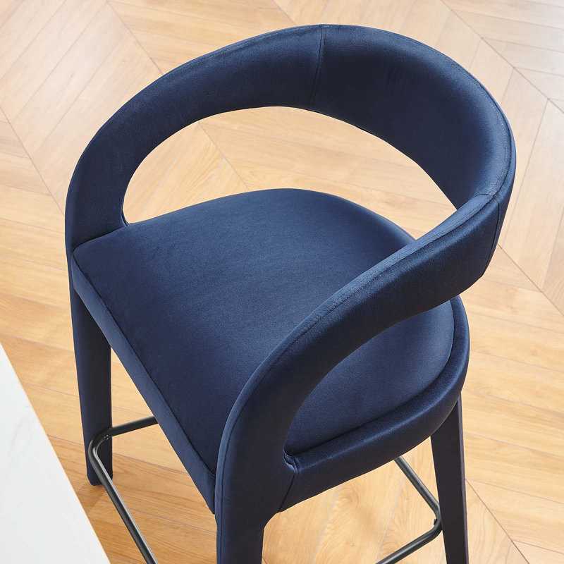 Modway Pinnacle Upholstered Stool, Counter Stool (24.5" Seat Height), Black, Midnight