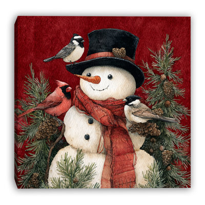 Woodland Snowman Gathering Wrapped Canvas Wall Art