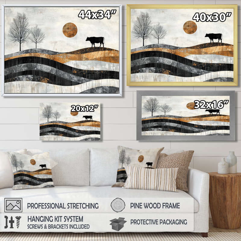 «Draegan Cow Into A Bold Farm Landscape I - Farm Large», art mural, Reproduction encadrée d'une seule photo