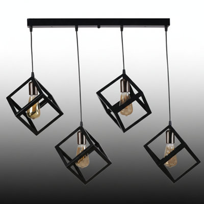 Luminaire suspendu géométrique pour îlot de cuisine 4 lumières Modern