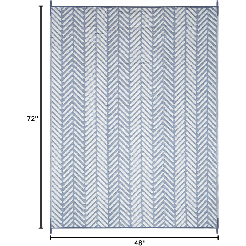 Tapis d'extérieur à chevrons géométriques Herringbone Geo, Rectangle 4pi x 6 pi