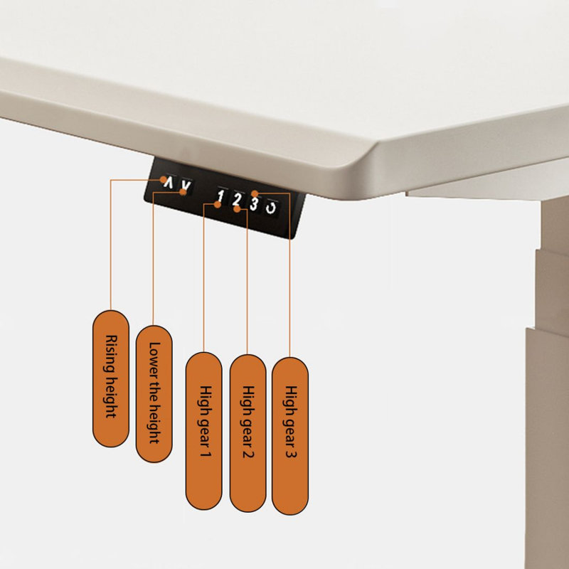 Bureau électrique en bois massif à hauteur réglable, Blanc, H 25,59 po x l 62,99 po x P 27,56 po