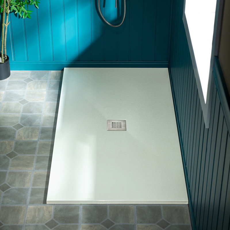 Lyon 47.75-in L x 32-in W Zero-Threshold End-Drain Shower Base with Center Drain Placement, Matching Decorative Drain Plate and Tile Flange, Wheel Chair Access, Low Profile