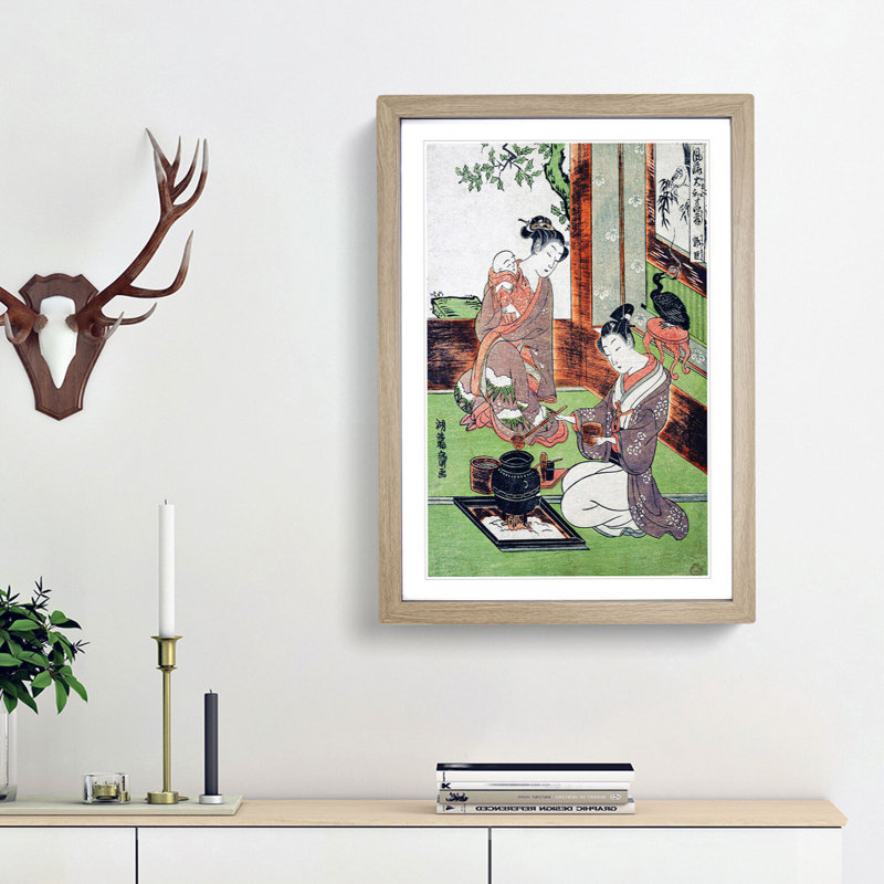 Guo Zhu by Isoda Koryusai - Picture Frame Painting Print, 48cm H x 36cm W x 2cm D, Oak Framed