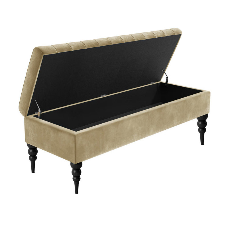 Safar Plain Ottoman Storage Bench - Plush Velvet Shoe Bench - Upholstered Footstool with Storage, 40cm H x 90cm W 40cm D