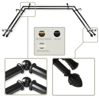 Adjustable Bay Window Double Curtain Rod