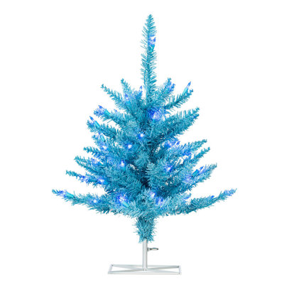 2' x 20" Sky Blue Artificial Christmas Tree with 50 Sky Blue LED Lights.