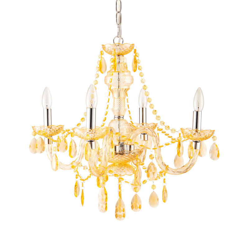 angelo:HOME Fulton Chandelier in 4 or 8 Light in Multiple Colour-ways, Yellow/Gold, 4