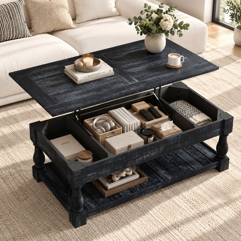 Table basse Farmhouse, Noir, noir, noir, noir, Black