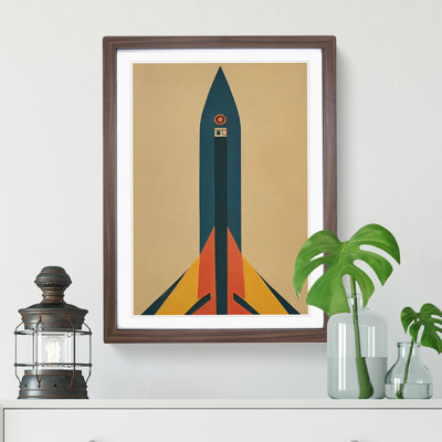 XV1022-3810X Retro Spaceship Rocket No.2 - Single Picture Frame Print