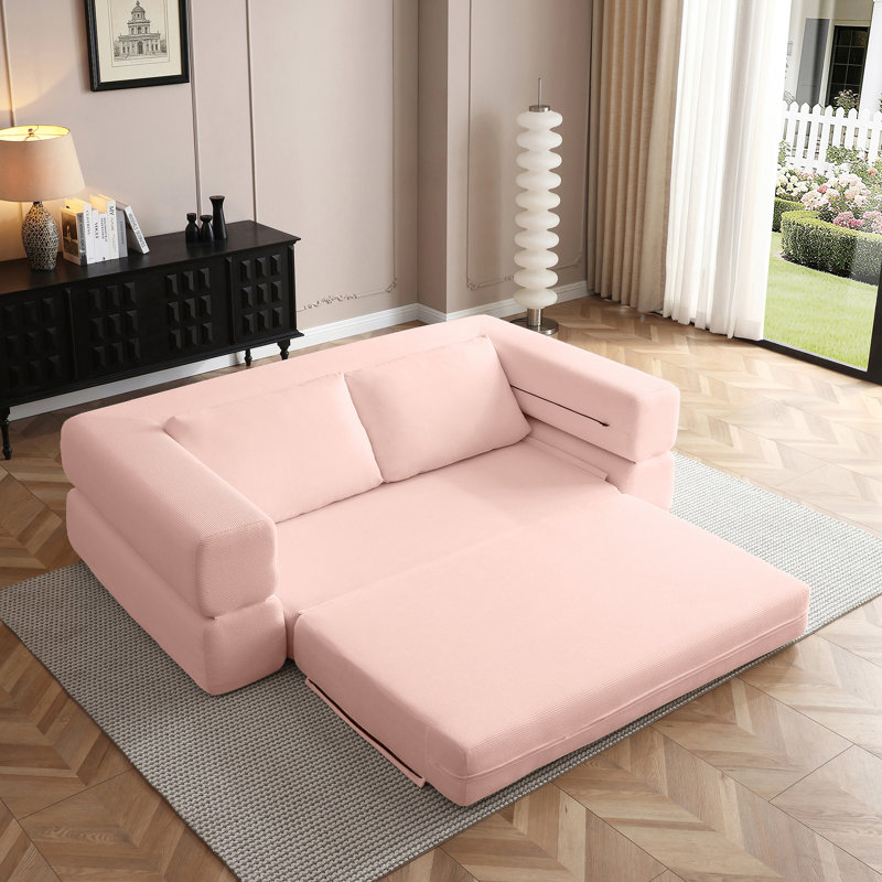 Canapé-lit convertible de 81 pouces avec mousse haute densité, canapé-lit pliant 3-en-1, matelas de futon, oreillers inclus, aucun assemblage requis.
