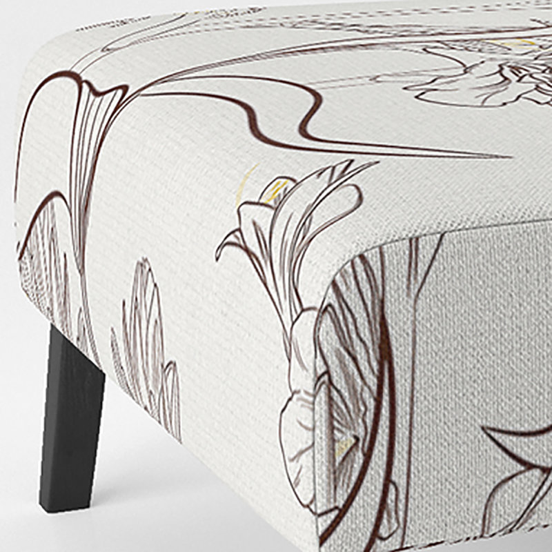 Brechta Vibrant Curve Design II - Velvet Upholstered Modern Slipper Chair, White/Brown