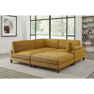  COULDWILL Sectional Sofa Modern Couch Corduroy Fabric Sofa,  Oversized Couch with Wide Seat Cushions and 4 Pillows for Living Room  Apartment and Office, Green : Home & Kitchen
