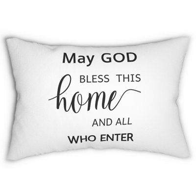 Welcome Calligraphy Decorative Lumbar Pillow / Typography Text Accent Rectangular Cushion for Home Décor