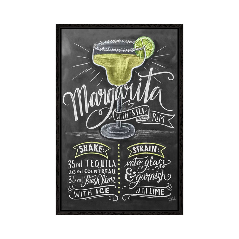 Margarita Recipe - Print on Canvas, Black Floater Framed, 66.04cm H x 45.72cm W x 3.81cm D