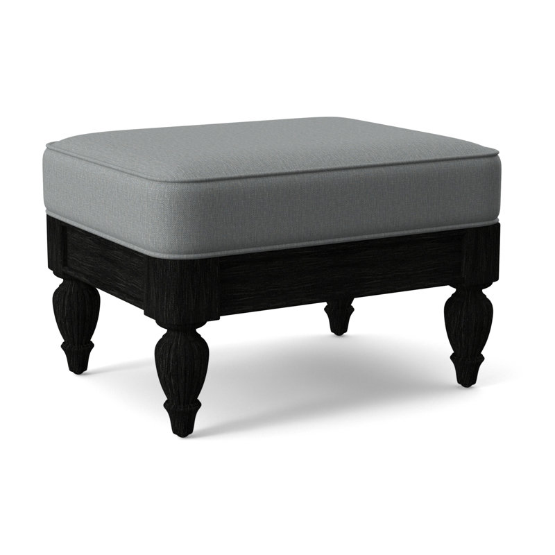 Repose-pieds rectangulaire Grand View 25 po Grand View, Tissu performance bleu clair; 0851-55, Finition noir antique