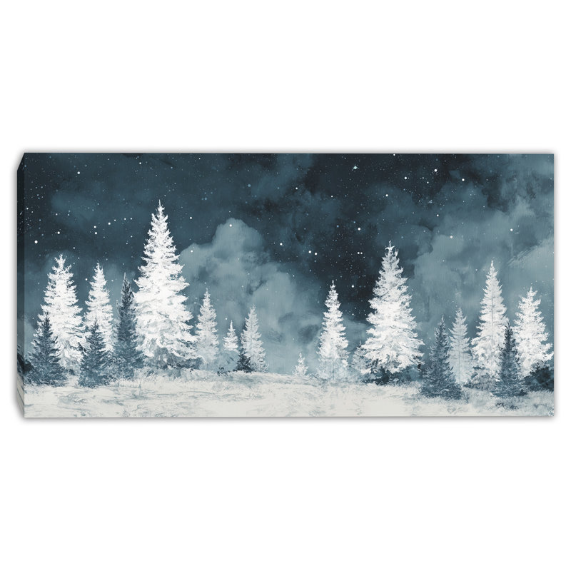 Art mural sur toile Starlit Frost Forest, H 27,5 po x l 55 po