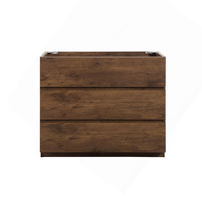 Armoire de plancher SANS lavabo, couleur noyer, avec trois tiroirs
