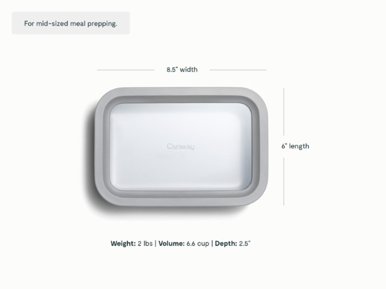 Caraway 6.6-Cup Glass Food Storage Container, Gray