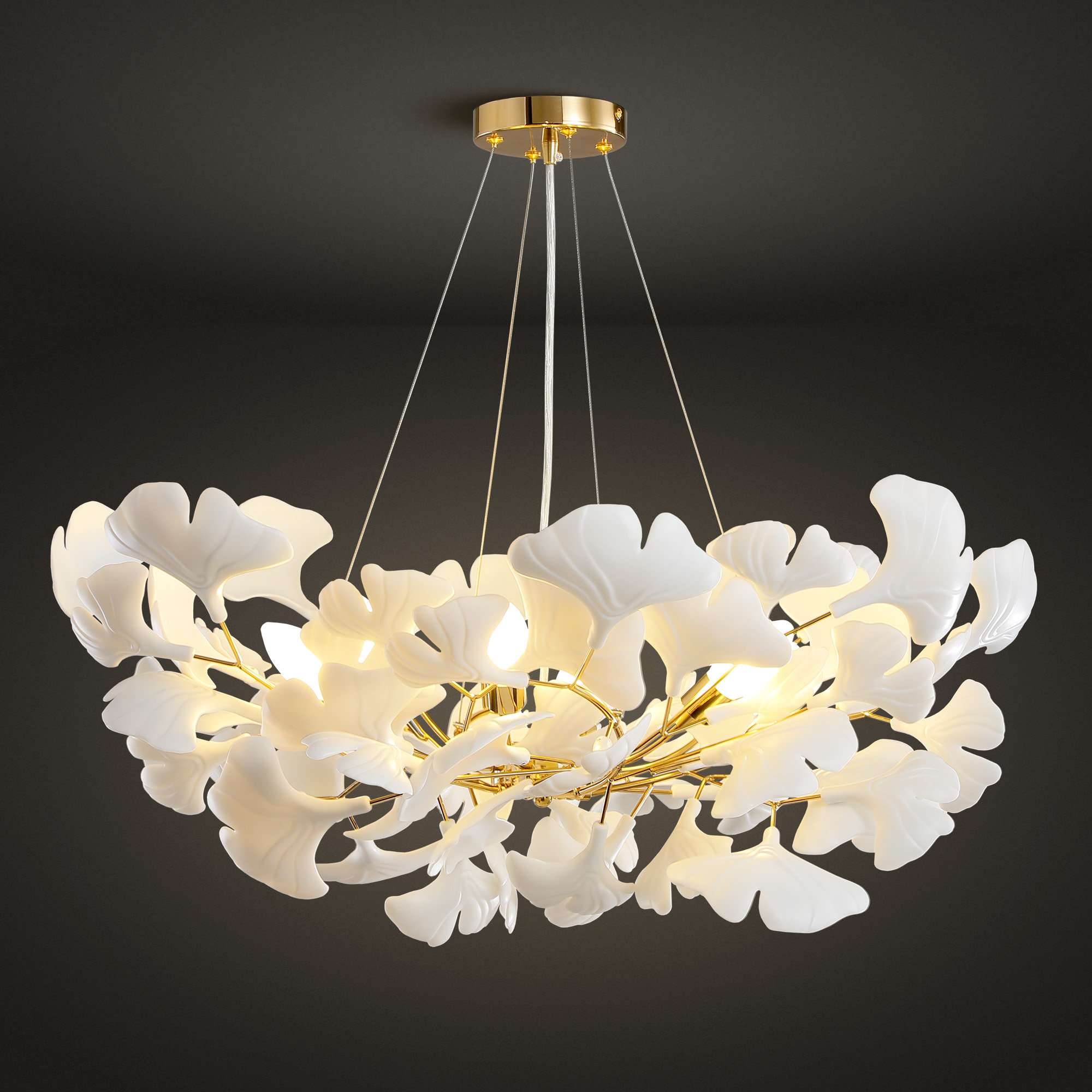 Everly Quinn 31.5 " 6-light Ceramic Ginkgo Leaf Chandeliers & Reviews | Wayfair