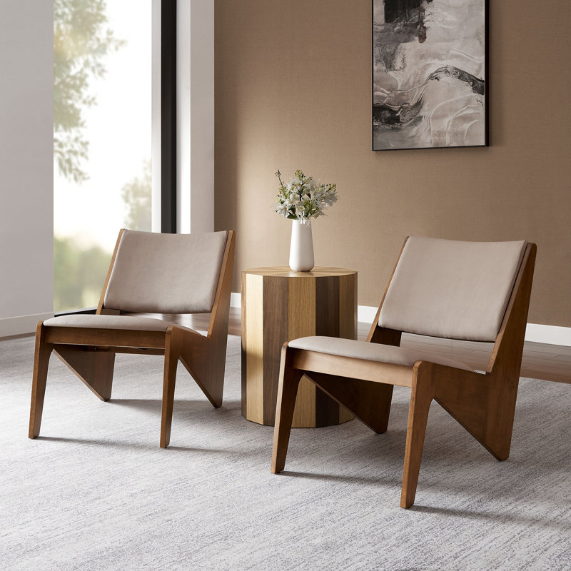 Ensemble de 2 chaises d'appoint en cuir Rylina, Similicuir noyer