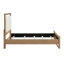 Lit tapissier brun moderne avec tête de lit et rails à DEL, grand lit avec éclairage texturé, cadre en bois pour