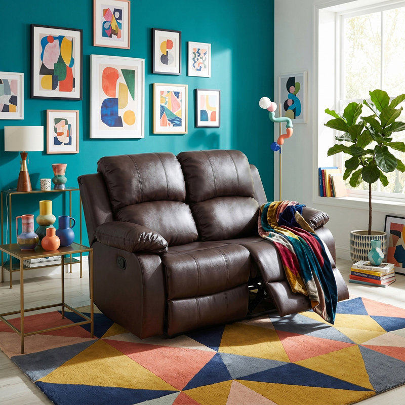Relaxo Brown Vegan Leather Manual Recling Loveseat, Brown