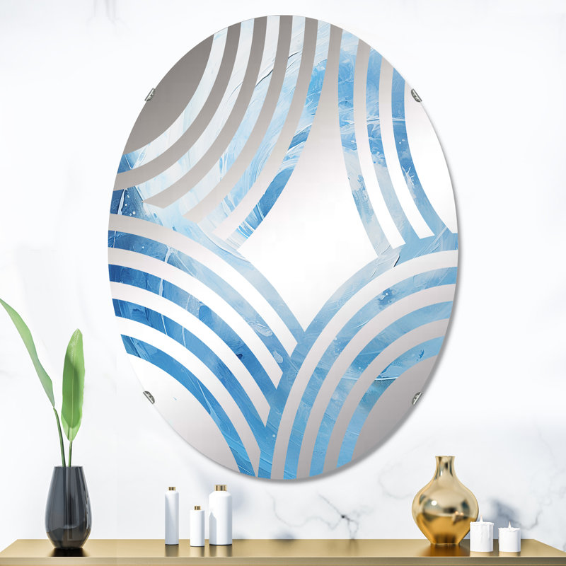 Miroir décoratif bleu à spirale ondulée III - Baptist Fan MIR106185 O, L 24 po x H 36 po