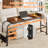 70.8"-81.5" W Height Adjustable Overbed Table With Power Outlet & LED Light, Rolling Bed Desk, Writer Desk-1673038342