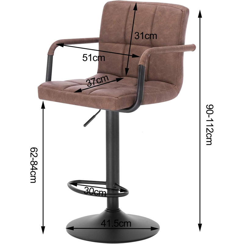 Merola Swivel Upholstered Adjustable Height Counter Stool, Dark Brown, 1
