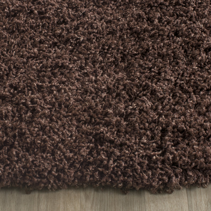 Rizco Shag Performance Solid Color Rug, Round 4'