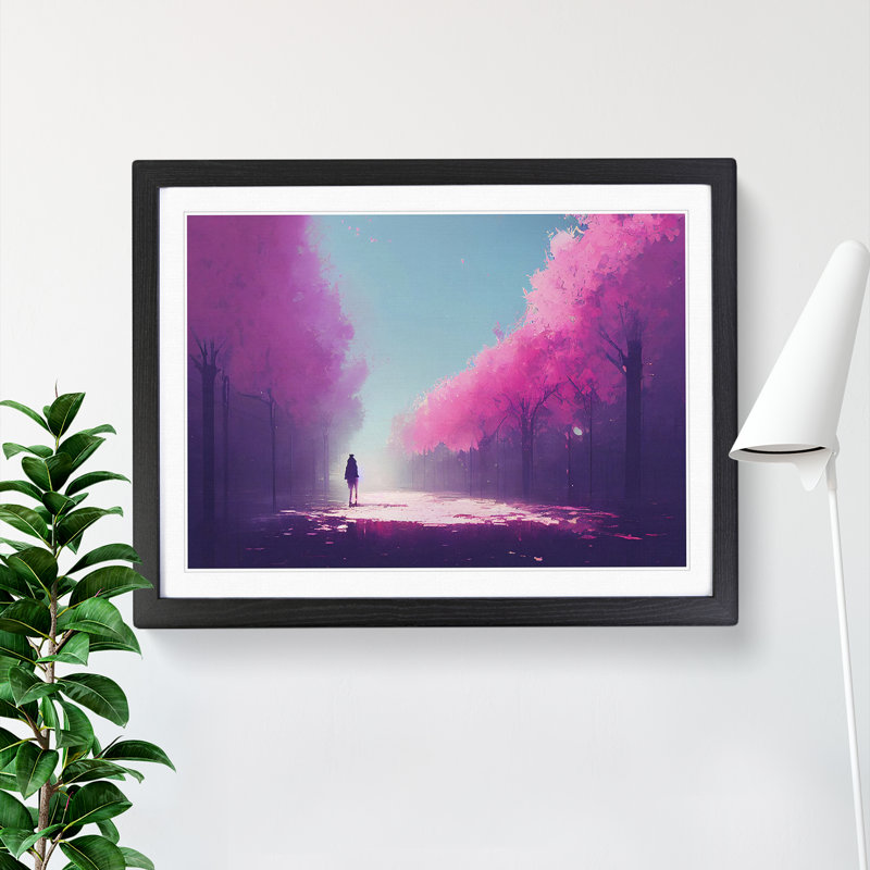 XH1022-6333X Mysterious Cherry Blossom Trees Vol.2 - Single Picture Frame Print, 46cm H x 64cm W, Black